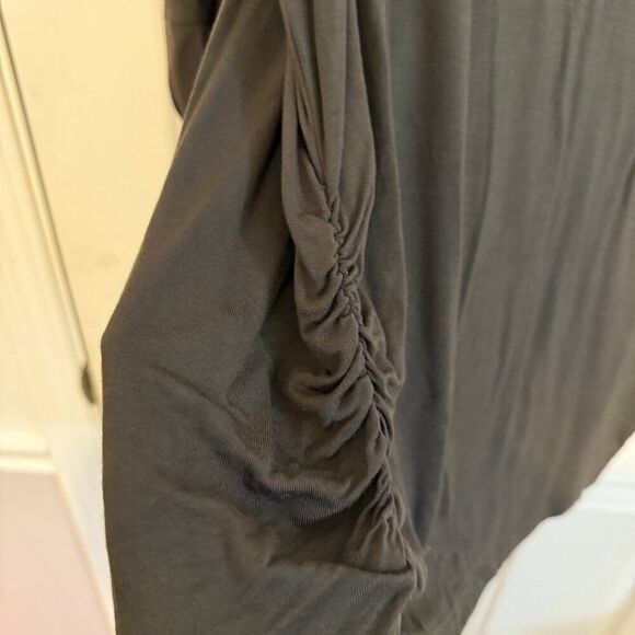 NWT Zenana Top Army Green | Wide Neck | Rouched Bottom | Stretchy | Oversized - Picture 2 of 3